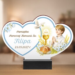 Drewniana statuetka z nadrukiem dla chrześniaka na