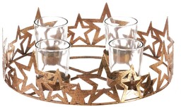 Świecznik adwentowy Stars, złoty, metal, średnica25 cm