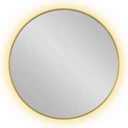 Lustro łazienkowe okrągłe w złotej ramie podświetlane LED