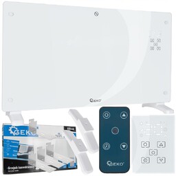Grzejnik Elektryczny Szklany Konwektorowy Szklany Biały Smart WIFI