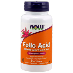 NOW Folic Acid 800mcg With Vitamin B-12 250tabs