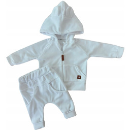 2-cz dres niemowlęcy welurowy z uszkami biały 86