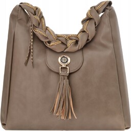 Torebka Damska Beżowa Na Ramię Pasek Do Ręki