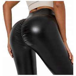 Legginsy Skórzane A La Skóra Push Up Czarne
