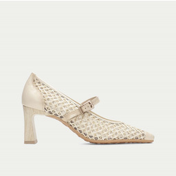 Plecione czółenka na obcasie - HISPANITAS RHV264609 KREMOWE