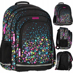 Plecak Szkolny Tornister Dla Dziewczynki Czarny W Gwiazdki