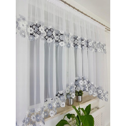 Firanka Gotowa Sable Gipiura Biała Szara 300x150cm