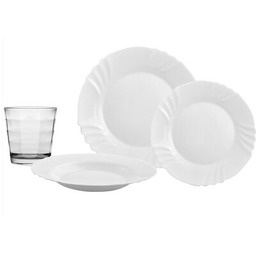 Zestaw talerzy Ebro i szklanek Cube 24-elementowy Bormioli