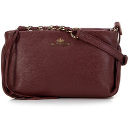 Damska skórzana listonoszka z ozdobnymi elementami bordowa