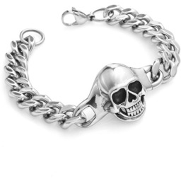 Bransoletka męska srebrna Pancerka stal chirurgiczna Czaszka