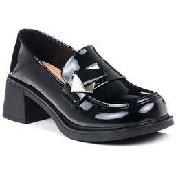 Półbuty damskie czarne na obcasie skórzane Loretta Vitale