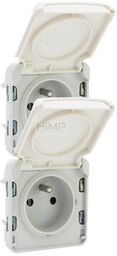 PLEXO55 Gniazdo podwójne pionowe 2x2P+Z BIAŁY/ ECRU 16A-250V~
