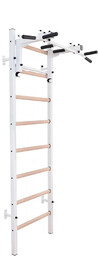 BenchK Drabinka gimnastyczna z metalowym drążkiem regulowanym biały