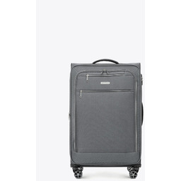 Duża walizka miękka z poliestru szara