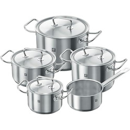 ZWILLING Kochtopf-Set, 5-tlg., 4 Deckel, Induktionsgeeignet, Edelstahl, Twin