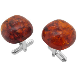 Spinki do mankietów Bursztyn koniakowy (S1193) Srebrne [925]