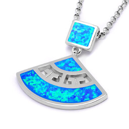 Srebrna Zawieszka Wachlarz z Niebieskim Opalem