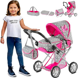 Kinderplay wózek dla lalek - spacerówka gondola 3w1,