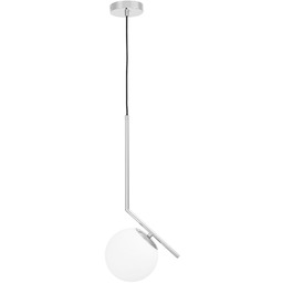 LAMPA WISZĄCA NOWOCZESNA CHROMOWANA BIAŁA KULA SORENTO 15