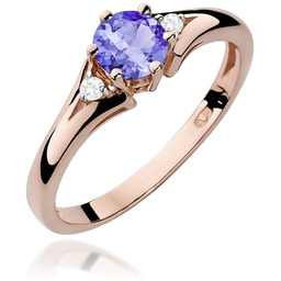 Złoty pierścionek Tanzanit 0,50ct różowe złoto pr. 585