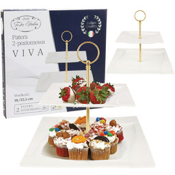 PATERA PORCELANOWA NOWOCZESNA BIAŁA 2 POZIOMOWA TACKA