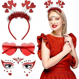 OKULARY W KSZTAŁCIE SERCA OPASKA Z SERDUSZKAMI PRZEBRANIE