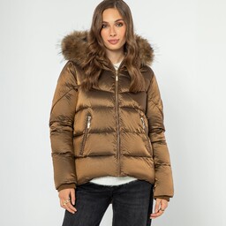 Damska kurtka ze ściągaczami złota