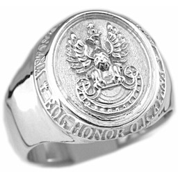 Srebrny sygnet patriotyczny z orłem w koronie