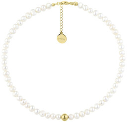 Elegancki pozłacany naszyjnik z białych naturalnych pereł