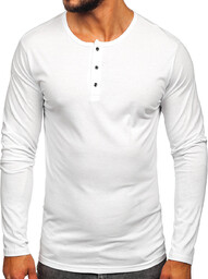 Longsleeve męski zapinany na guziki biały Bolf 1114