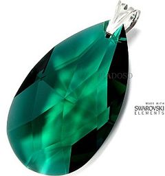 Kryształy Duży Wisiorek Emerald Srebro