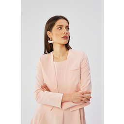 Pudrowa Nowoczesna Krótka Marynarka Damska