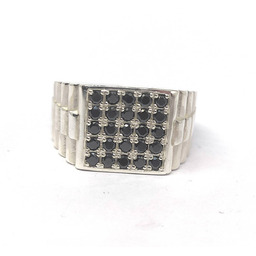 Srebrny sygnet zdobiony z cyrkoniami,rolex