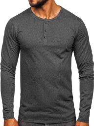 Longsleeve męski zapinany na guziki antracytowy Bolf 1114