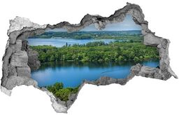 naklejka fototapeta 3D widok Las nad jeziorem