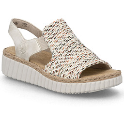 Sandały damskie na platformie plecionka beżowe Rieker 69276-60