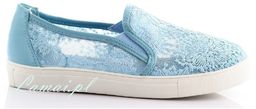 Niebieskie trampki SLIP ON koronkowe T-21