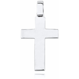 Elegancki duży rodowany srebrny gładki krzyżyk krzyż