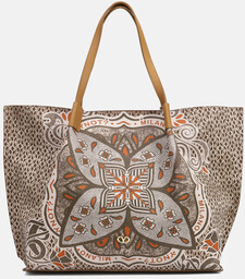 Torebka shopper duża - YNOT FLOWER FLW707S5 BRĄZOWA
