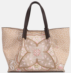 Torebka shopper średnia - YNOT FLOWER FLW708S5 BEŻOWA
