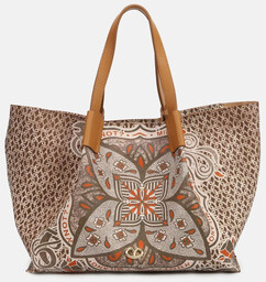 Torebka shopper średnia - YNOT FLOWER FLW708S5 BRĄZOWA