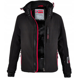 Kurtka zimowa Chłopięca 140 Softshsell czarno czerwona Ciepła