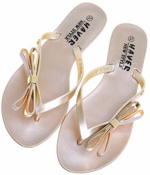 Plażowe złote klapki japonki /B7-3 16260 T086/