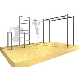 UNDERFIT Drabinka gimnastyczna ogrodowa z drążkiem i poręczami