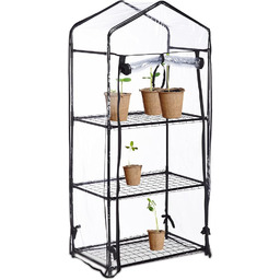 Relaxdays Szklarnia balkonowa, folia PCW, stal, wys. x