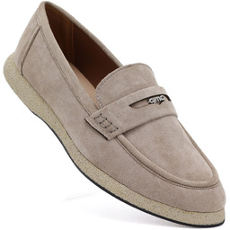 Półbuty damskie mokasyny zamsz beżowe Vinceza 62273