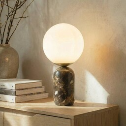 Lampa Stołowa Lindby, Lennes, brąz rdzawy, salon, marmur,