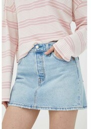 Levis spódnica jeansowa kolor niebieski mini prosta