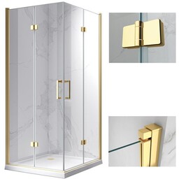 Złota kabina prysznicowa drzwi składane prostokątna 100x90 KZ13AG