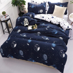 ościel satynowa dwustronna 160x200 PLANETY C68 prześcieradło